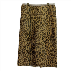 WILLIAM B FAUX FUR TAN & BLACK LEOPARD PRINT PENCIL SKIRT WITH PINK SILK LINING